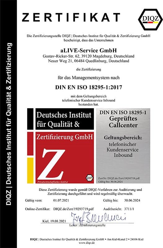 Zertifizierung DIN EN ISO 18295-1:2017